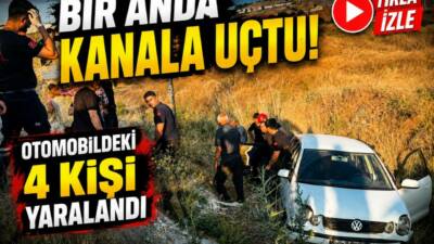 Aksaray’da viraja hızlı girdiği iddia edilen otomobil kontrolden çıkarak kanala