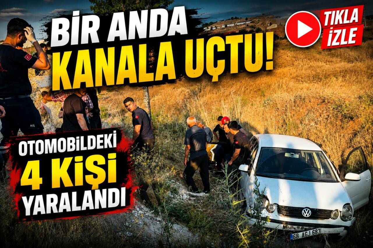 Aksaray’da viraja hızlı girdiği iddia edilen otomobil kontrolden çıkarak kanala