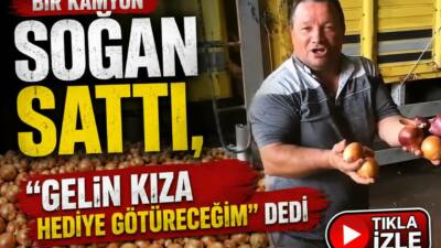 Aksaray Sebze Hali’nde kamyon dolusu soğanını satan bir çiftçinin satış