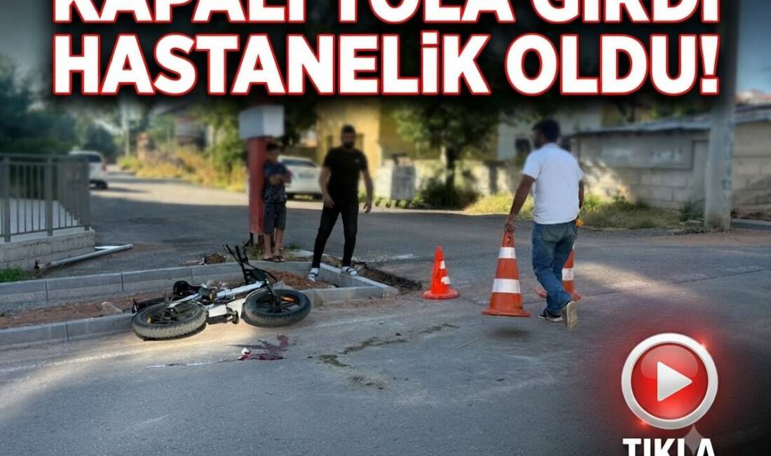 Aksaray‘da kapalı yola elektrikli bisikletiyle giren genç sürücü, bisikletin kayması