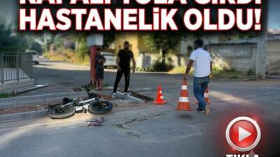 Aksaray‘da kapalı yola elektrikli bisikletiyle giren genç sürücü, bisikletin kayması