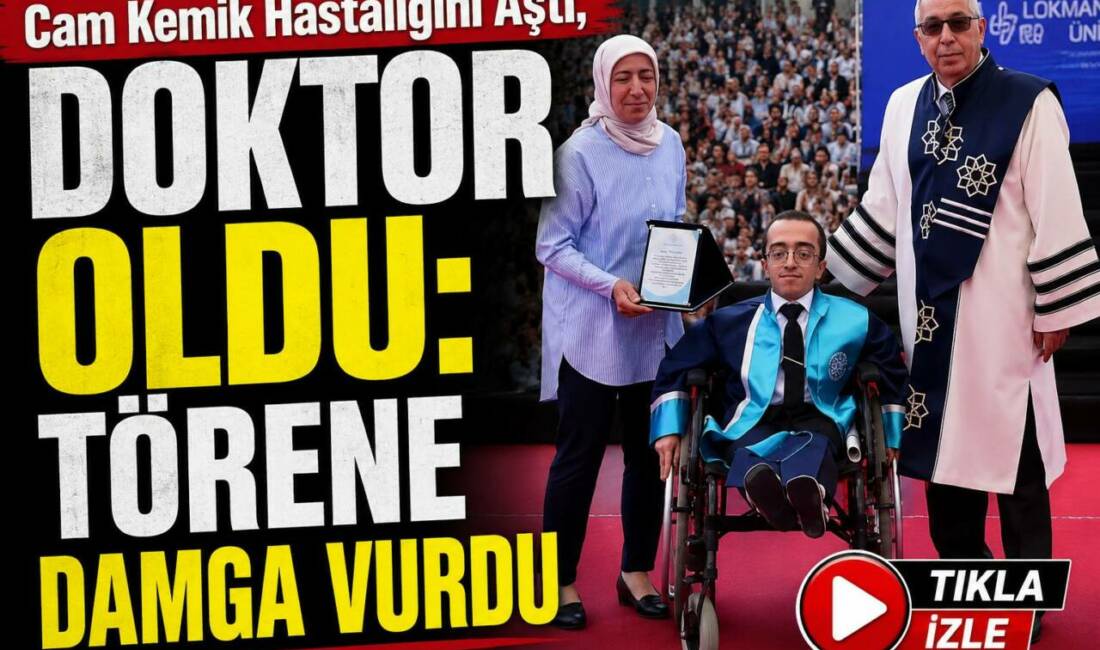 Cam Kemik Hastalığını Aştı, Doktor Oldu: Törene Damga Vurdu Doğuştan cam kemik hastalığıyla yaşamını sürdüren Aksaraylı Hamza Mesut Ağır,