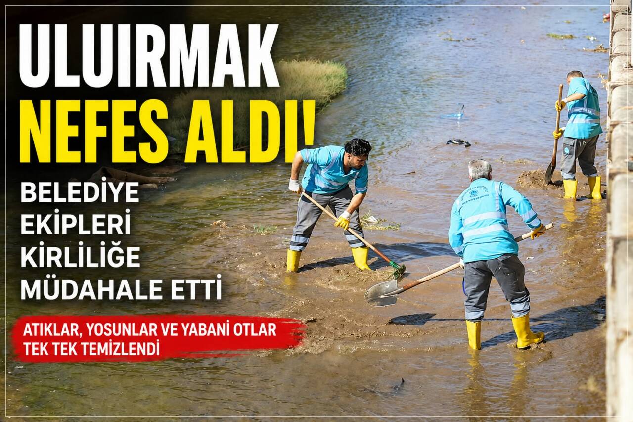 Aksaray Belediyesi ekipleri, Uluırmak’ta biriken atık, çöp, yosun ve yabani