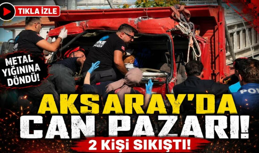 Aksaray’da Can Pazarı! Kamyonet Kamyona Saplandı, 2 Kişi Sıkıştı Aksaray Yunus Emre Mahallesi’nde kamyonetin kamyona arkadan çarpması sonucu araçta