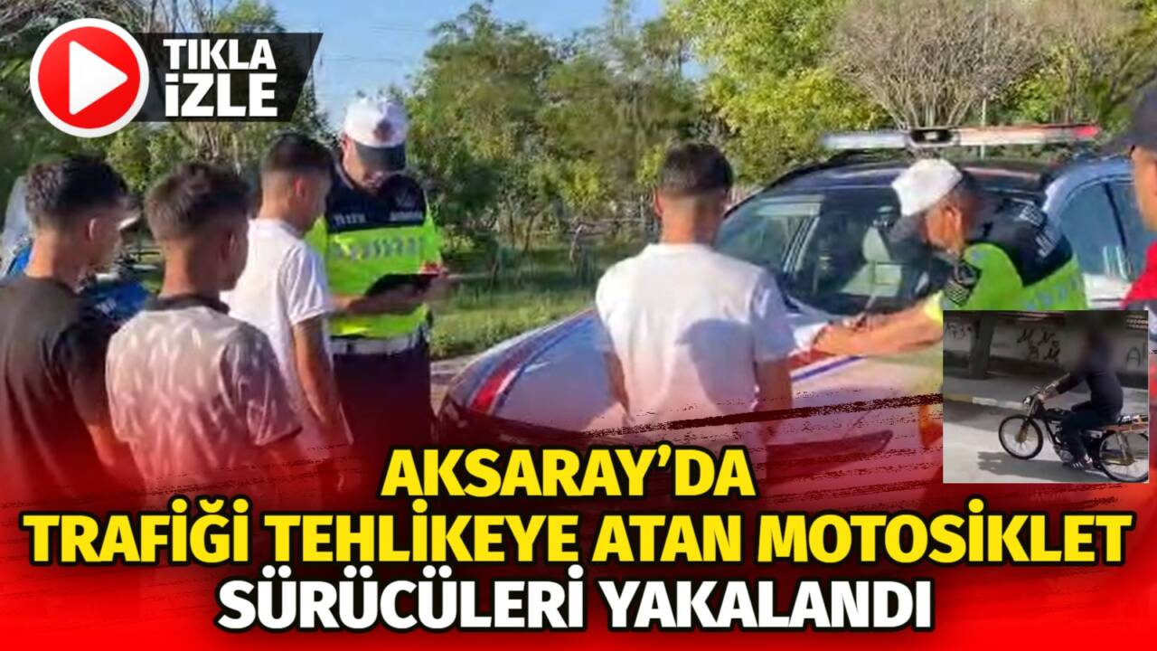 Aksaray'ın Taşpınar Beldesi'nde motosikletlerle tehlikeli akrobasi hareketleri yaparak görüntülerini sosyal