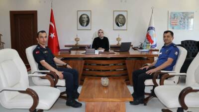 Ağaçören İlçe Jandarma Komutanı Oğuzcan Şahin ile Ağaçören İlçe Emniyet