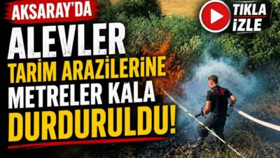 Aksaray’ın Kireç Bölgesi’nde yol kenarında çıkan yangın, kısa sürede kuru