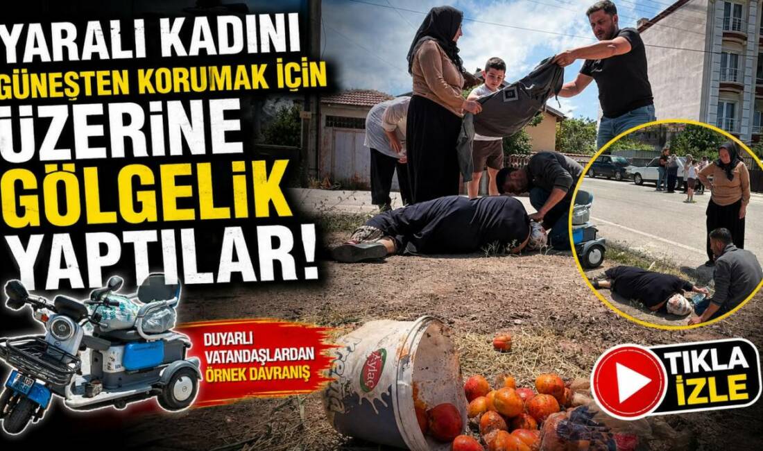 Yaralı kadını güneşten korumak için üzerine gölgelik yaptılar! Aksaray’da bahçeden topladığı kayısılarla elektrikli üç tekerlekli motoruyla evine dönen